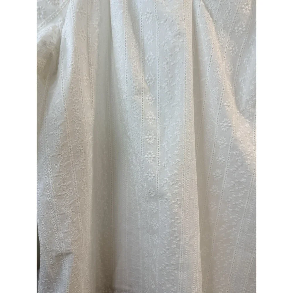 Talbots Women's XL White Eyelet Embroidered Peasant Blouse Ruffle Boho Top - Picture 6 of 6